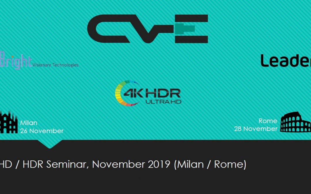 SAVE THE DATE: UHD / HDR SEMINAR, Milan 26 November, Rome 28 November