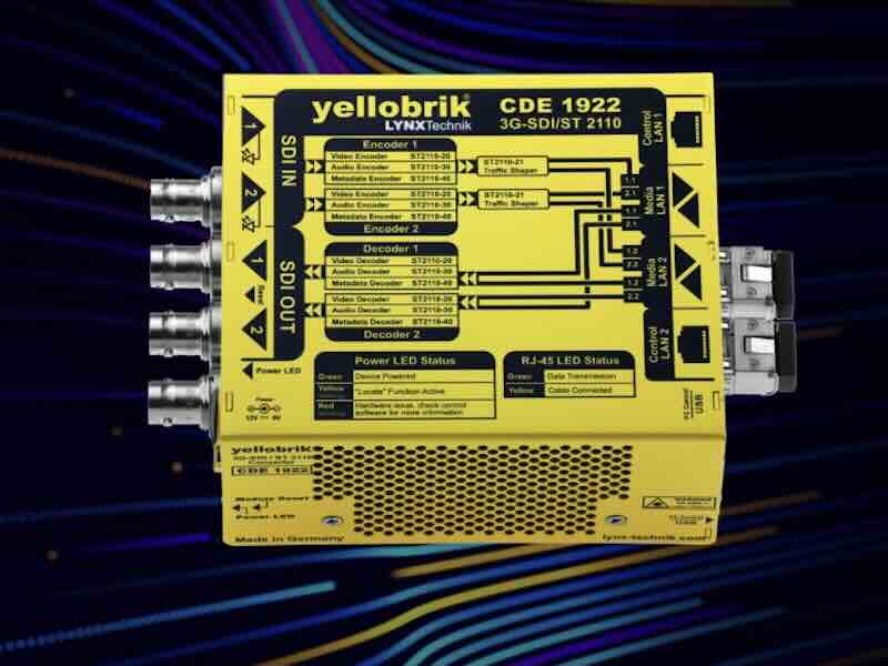 LYNX Technik AG linea yellobrik: convertitore bidirezionale CDE 1922 da 3G-SDI a ST 2110